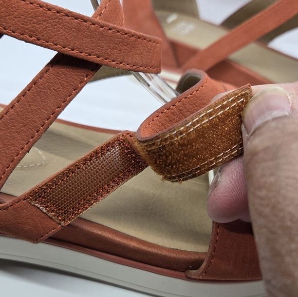 Eileen Fisher Sally Orange Nubuck Leather Strappy Sandals Sz 9.5 Summer Casual - Picture 6 of 14